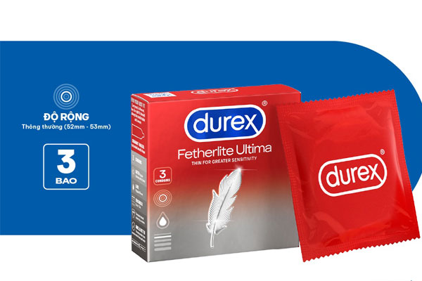 Bao cao su siêu mỏng Durex Fetherlite Ultima được sản xuất từ mủ cao su tự nhiên an toàn.