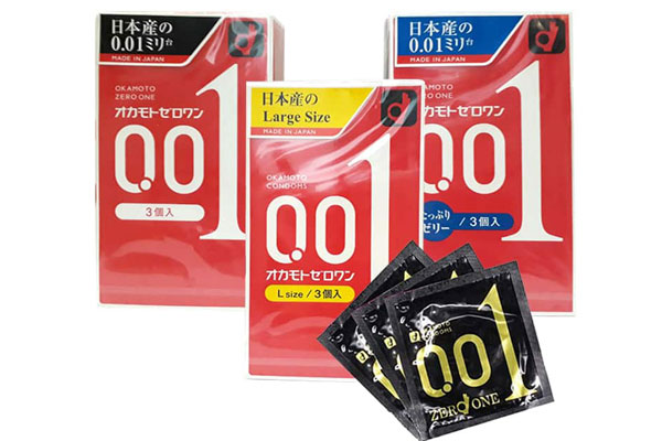 Bao cao su Okamoto 0,01 là dòng sản phẩm mỏng nhất thế giới.